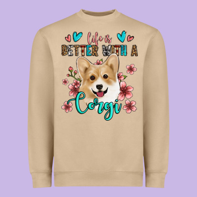 Life Is Better With A Corgi Heavyweight Sweatshirt Designed By Jasminsmagicworld