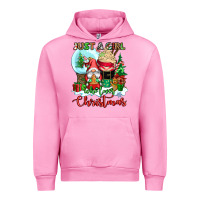 Fuchsia Pink just a girl who loves christmas Urban Hoodie - CowGirlArtShop