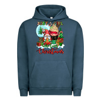 Pigment Midnight Navy just a girl who loves christmas Urban Hoodie - CowGirlArtShop