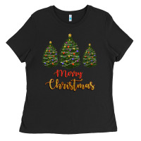 Black merry christmas trees Ladies Tee - RanaPortraitStore