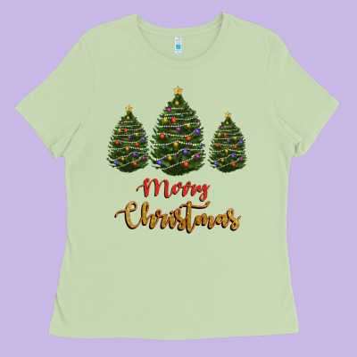 Ladies Tee merry christmas trees