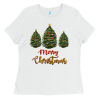 White merry christmas trees Ladies Tee - RanaPortraitStore