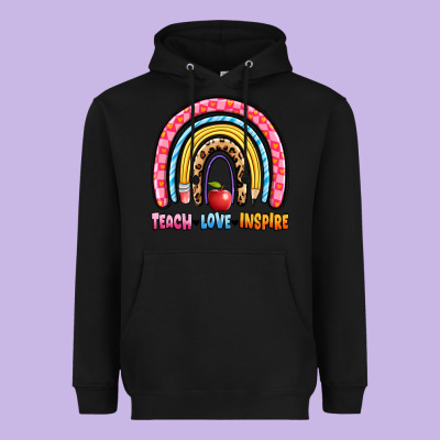 Teach Love Inspire Rainbow Heavyweight Hoodie Designed By Artiststas