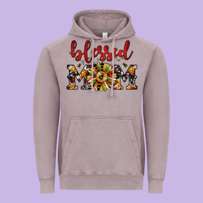 Christmas Blessed Mom Vintage Hoodie Designed By Jahusdesignshop