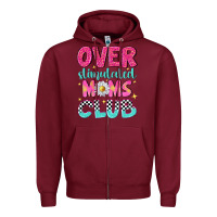 Burgundy over stimulated moms club Zipper Hoodie - NancyCooperArtShop