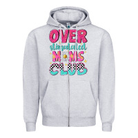 Heather Grey over stimulated moms club Zipper Hoodie - NancyCooperArtShop