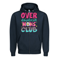 Navy over stimulated moms club Zipper Hoodie - NancyCooperArtShop