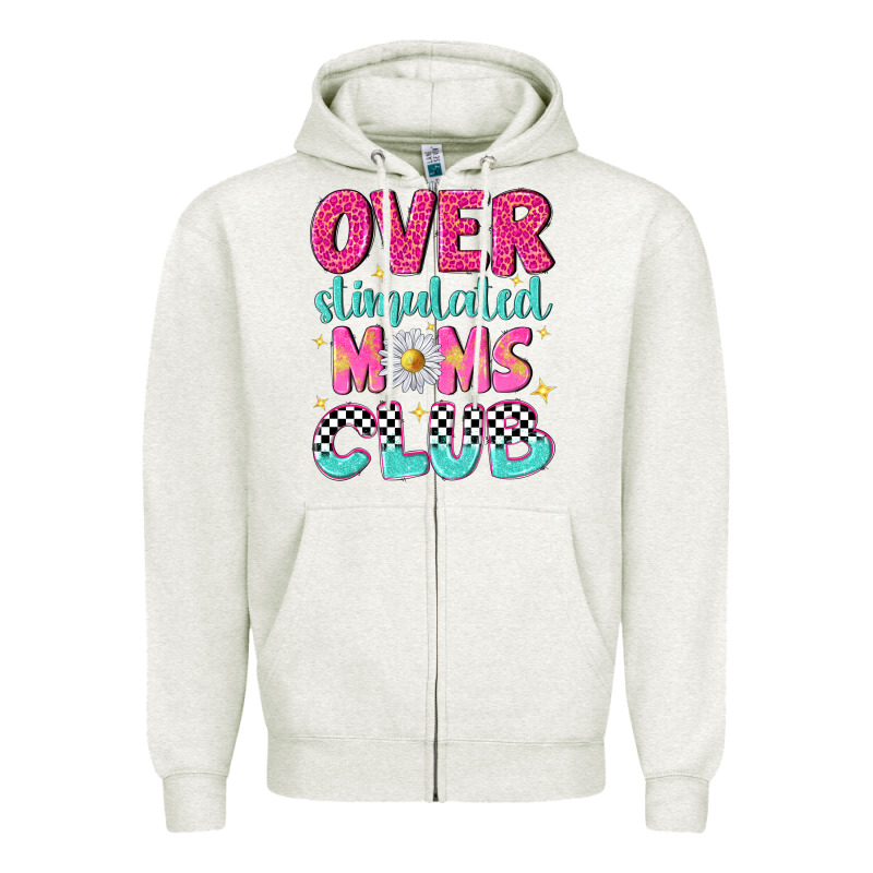 Over Stimulated Moms Club Zipper Hoodie by NancyCooperArtShop | Teevron