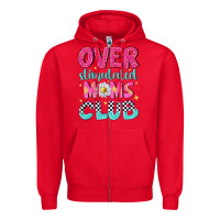 Red over stimulated moms club Zipper Hoodie - NancyCooperArtShop