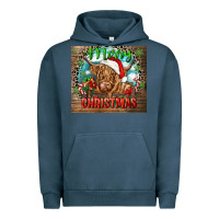 Pigment Midnight Navy merry christmas heifer cow Urban Hoodie - CowGirlArtShop