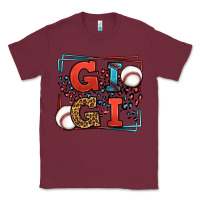 Burgundy Baseball gigi leopard frame Classic Tee - LillyAllenDesigns