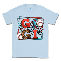 Dusty Blue Baseball gigi leopard frame Classic Tee - LillyAllenDesigns