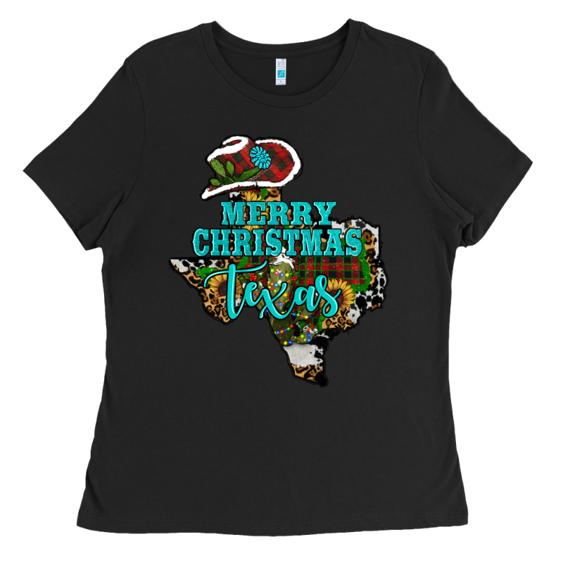 Merry Christmas Texas Map Ladies Tee by RanaPortraitStore | Teevron
