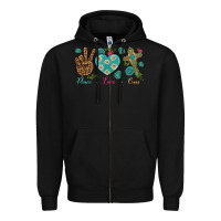Black peace love cross Zipper Hoodie - NancyCooperArtShop
