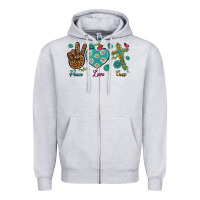 Heather Grey peace love cross Zipper Hoodie - NancyCooperArtShop