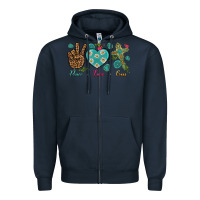 Navy peace love cross Zipper Hoodie - NancyCooperArtShop