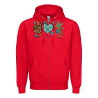 Red peace love cross Zipper Hoodie - NancyCooperArtShop