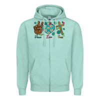 Seafoam peace love cross Zipper Hoodie - NancyCooperArtShop