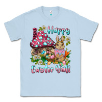 Dusty Blue happy easter y'all rabbit Classic Tee - BarkalooDesign