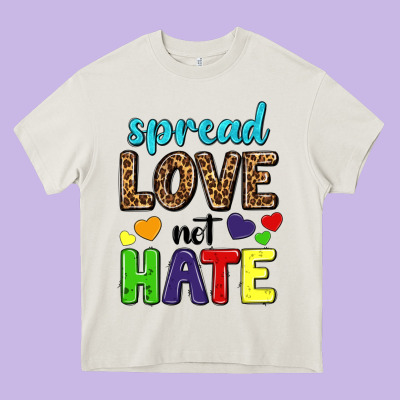 Spread Love Not Hate Heavy Core Tee Designed By Texasbilliewilder