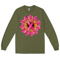 Army Green cancer ribbon sunflower Long Sleeve Tee - NancyCooperArtShop