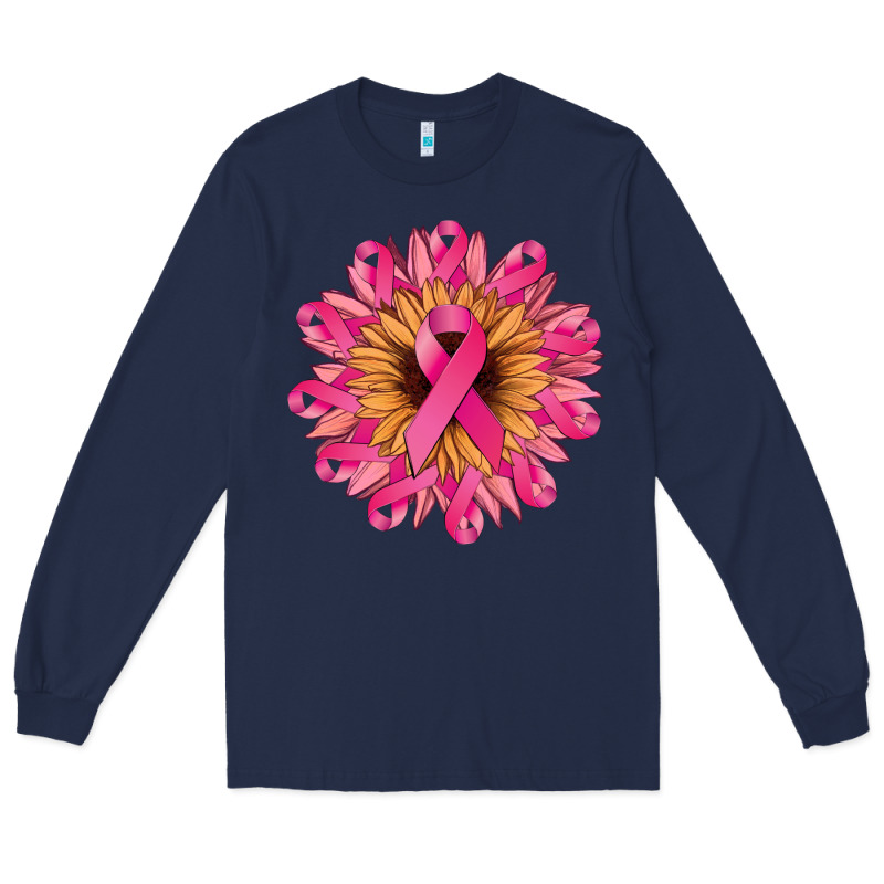 Cancer Ribbon Sunflower Long Sleeve Tee by NancyCooperArtShop | Teevron