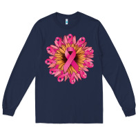 Navy cancer ribbon sunflower Long Sleeve Tee - NancyCooperArtShop