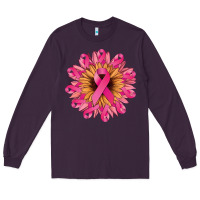 Plum cancer ribbon sunflower Long Sleeve Tee - NancyCooperArtShop