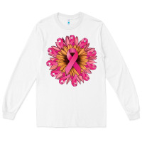 White cancer ribbon sunflower Long Sleeve Tee - NancyCooperArtShop