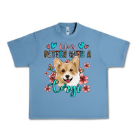 Pebble Blue life is better with a corgi Urban Heavy Tee - Jasminsmagicworld