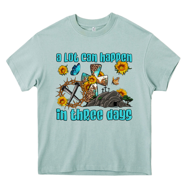 Easter A Lot Can Happen In Three Days Western Sunflowers Heavy Core Tee by Artiststas | Teevron