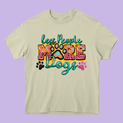 Less People More Dogs Paw Zillion Heavy Core Tee Designed By Zillion Design Studio