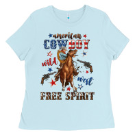 Baby Blue american cowboy wild west free spirit Ladies Tee - texasbilliewilder