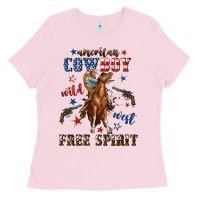 Bubblegum Pink american cowboy wild west free spirit Ladies Tee - texasbilliewilder