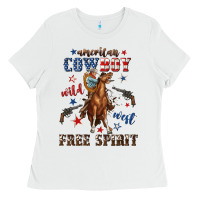 White american cowboy wild west free spirit Ladies Tee - texasbilliewilder