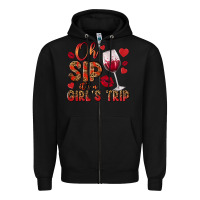 Black oh sip its a girls trip Zipper Hoodie - NancyCooperArtShop
