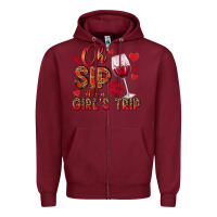 Burgundy oh sip its a girls trip Zipper Hoodie - NancyCooperArtShop