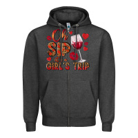 Charcoal Heather oh sip its a girls trip Zipper Hoodie - NancyCooperArtShop