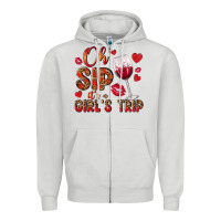 Dove Grey oh sip its a girls trip Zipper Hoodie - NancyCooperArtShop