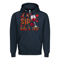 Navy oh sip its a girls trip Zipper Hoodie - NancyCooperArtShop