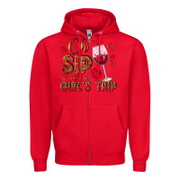 Red oh sip its a girls trip Zipper Hoodie - NancyCooperArtShop