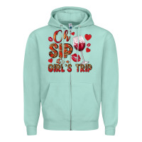 Seafoam oh sip its a girls trip Zipper Hoodie - NancyCooperArtShop