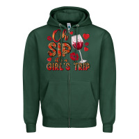 Sports Green oh sip its a girls trip Zipper Hoodie - NancyCooperArtShop