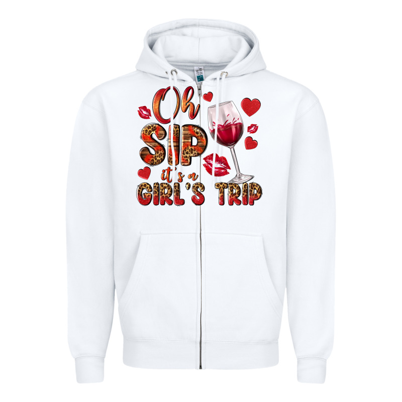 Oh Sip Its A Girls Trip Zipper Hoodie by NancyCooperArtShop | Teevron