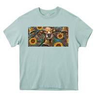 Arona Cow With Aztec Leopard And Sunflower Heavy Core Tee - RanaPortraitStore