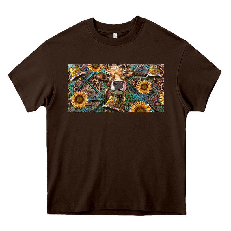 Cow With Aztec Leopard And Sunflower Heavy Core Tee by RanaPortraitStore | Teevron