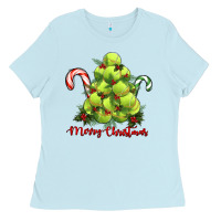 Baby Blue Merry Christmas Tennis Ladies Tee - RanaPortraitStore