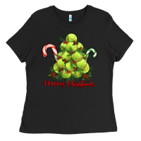 Black Merry Christmas Tennis Ladies Tee - RanaPortraitStore