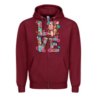 Burgundy love little cute cow Zipper Hoodie - NancyCooperArtShop