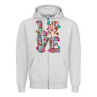 Dove Grey love little cute cow Zipper Hoodie - NancyCooperArtShop